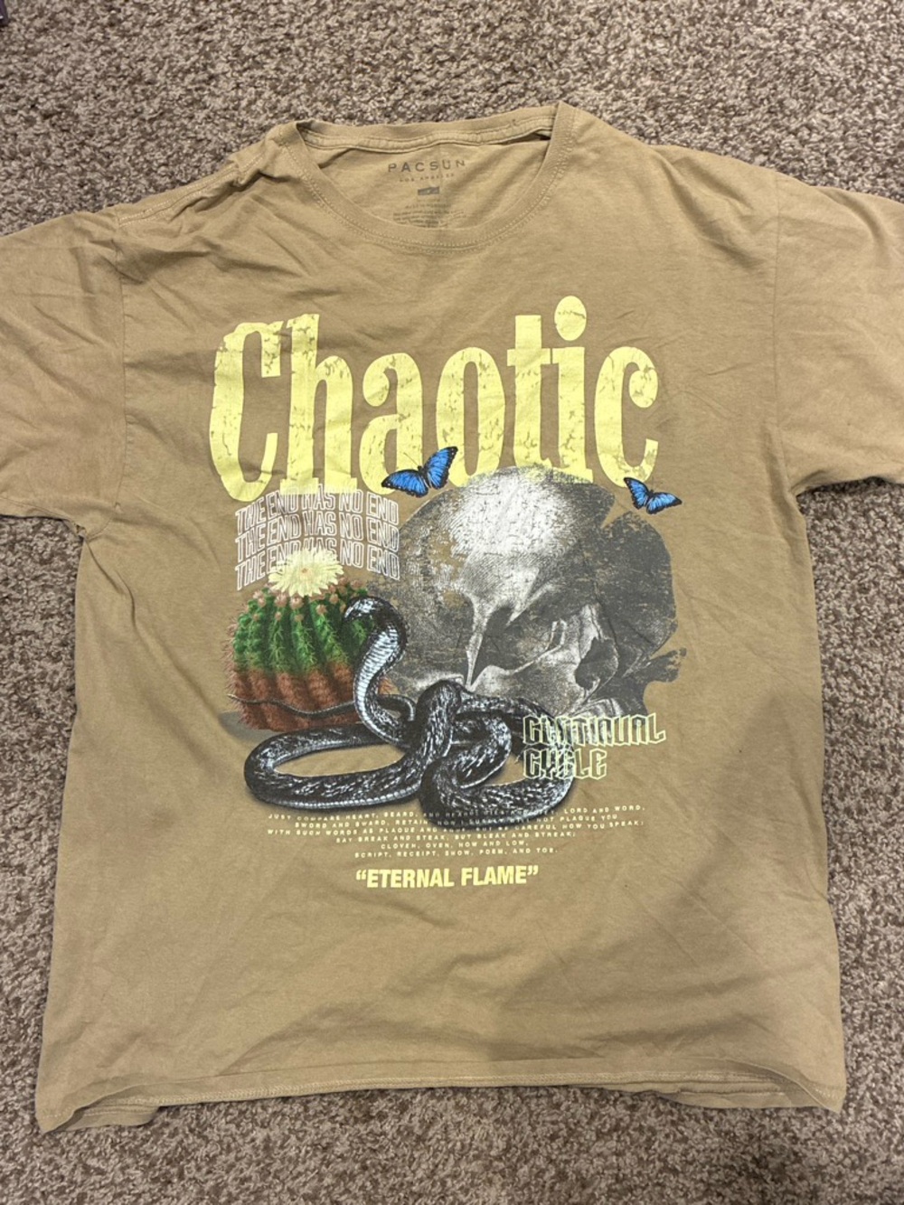 PacSun Brown Reptile & Skull Graphic Tee